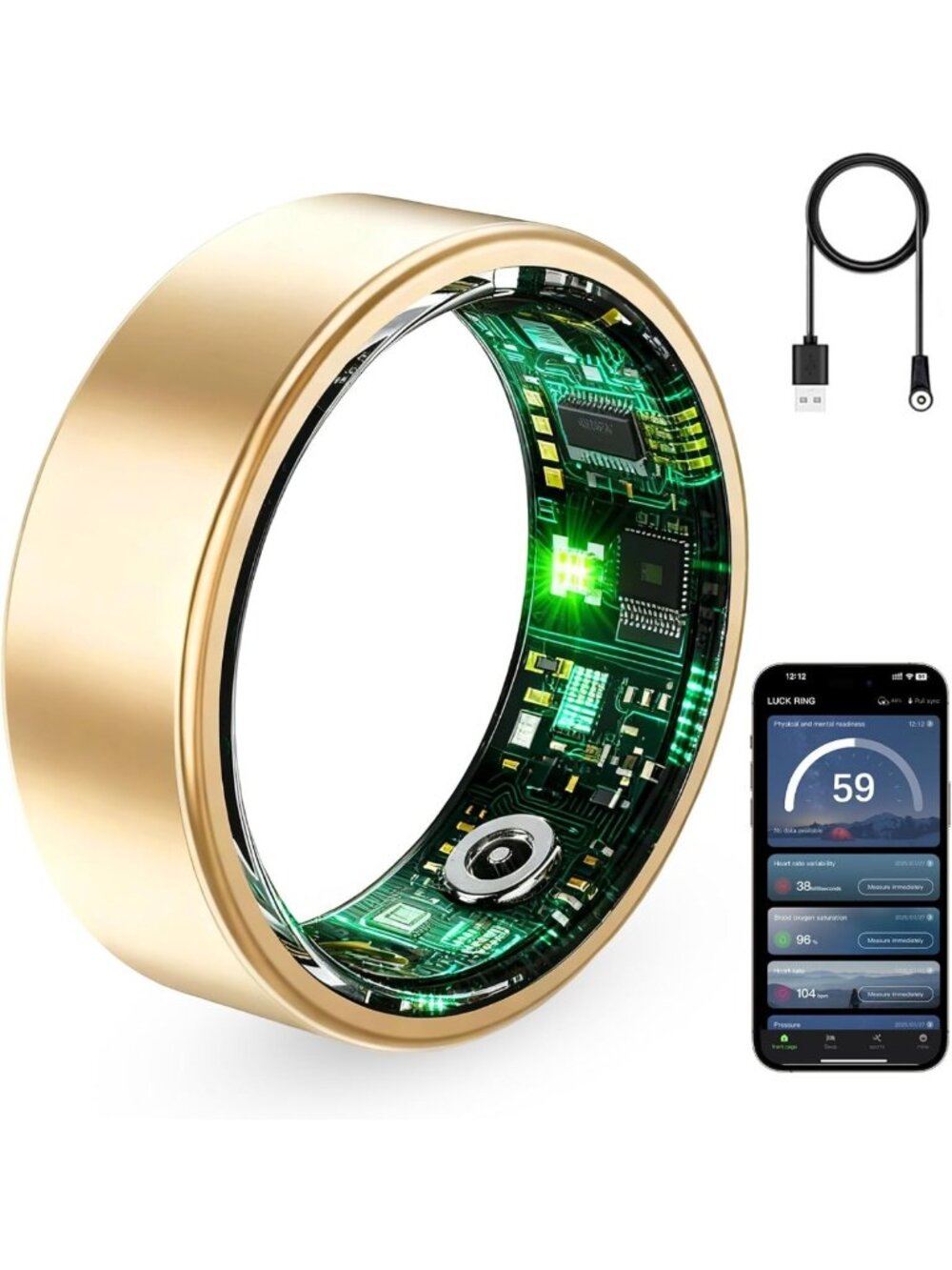 Stylish Fitness Tracker Smart Ring for Men & Women - Heart Rate, Sleep